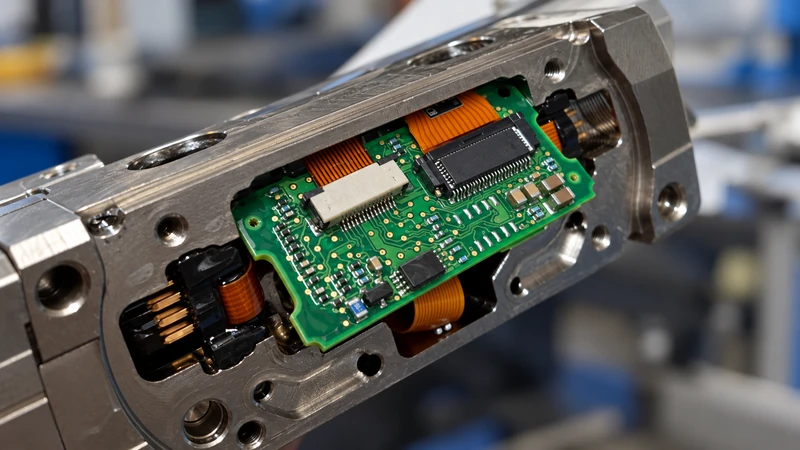 This shows flexible PCB within a sensor used for industrial equipment.