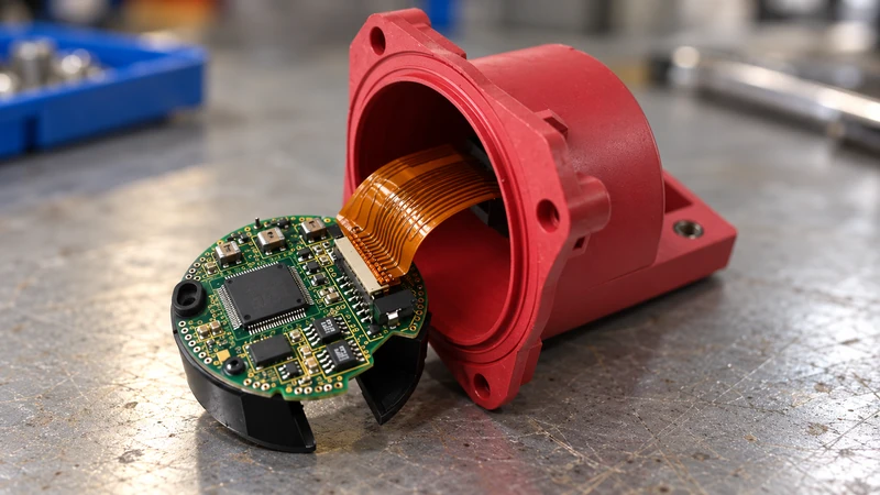 Industrial robot joint uses flexible PCB inside.